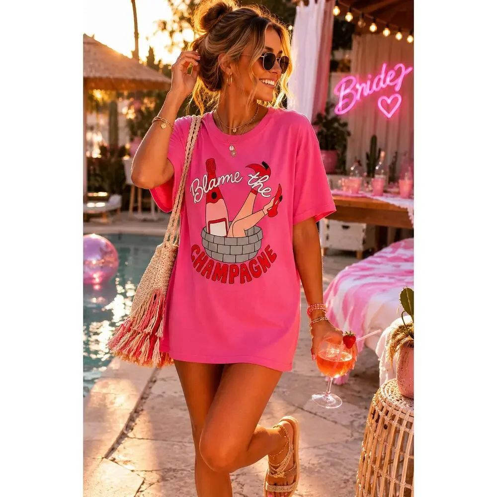 Blame It All On The Champange Disco Cowgirl T-Shirt Dress